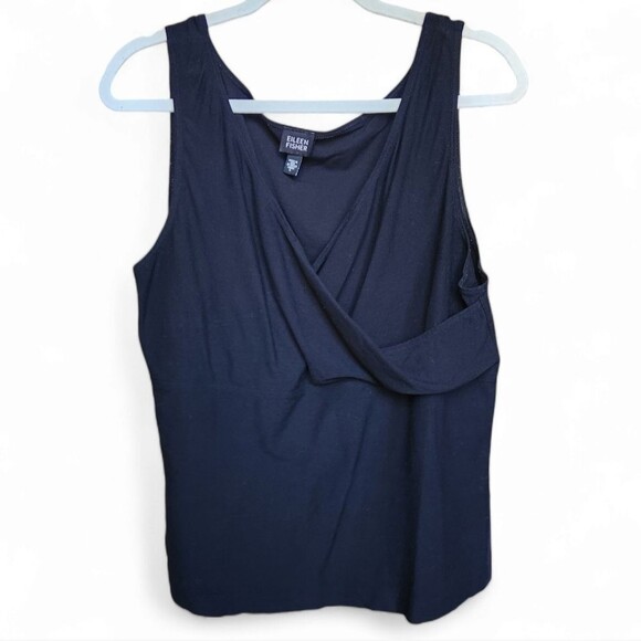 Eileen Fisher cross front sleeveless top L luxe basic comfortable - Picture 1 of 5
